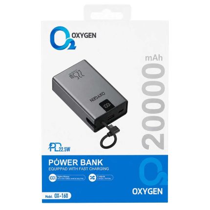 پاوربانک فست شارژ OXYGEN OX-160 20000mAh 22.5W PD