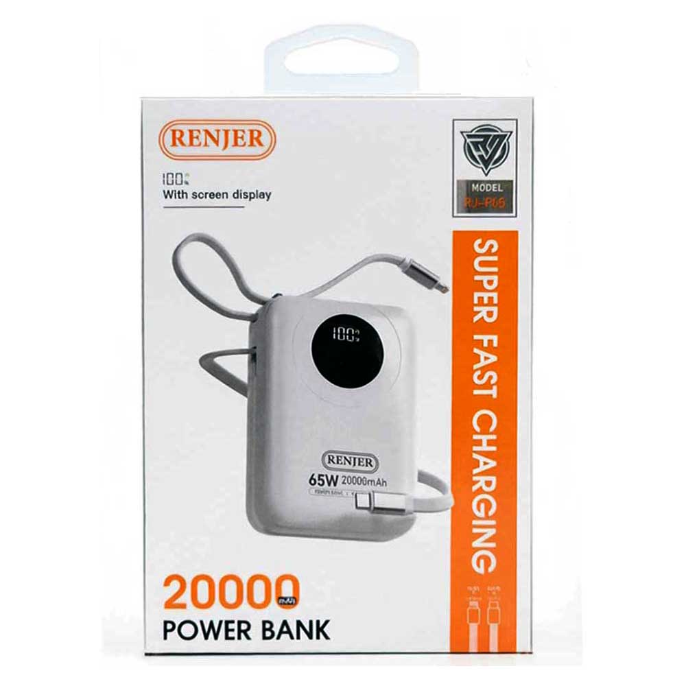 Renjer-RJ-P65-20000mAh-65W-PD-QC-3.0-LCD-Power-Bank-Portable.jpg پاوربانک فست شارژ 20000 میلی آمپر رنجر Renjer RJ-P65 65W PD QC 3.0 - تصویر 1