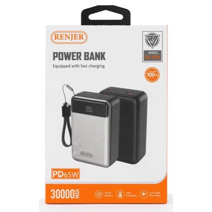 پاوربانک فست شارژ 30000 میلی آمپر رنجر Renjer RJ-P70 65W PD QC 3.0