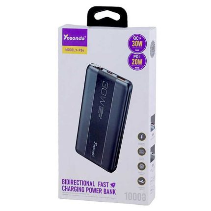 پاور بانک فست شارژ Yosonda Y-P34 PD QC 30W 10000mAh